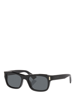 Yves Saint Laurent YS000884 Rectangular Sunglasses, Black/Grey, Black/Grey