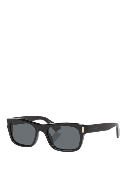 Yves Saint Laurent YS000884 Rectangular Sunglasses, Black/Grey, Black/Grey