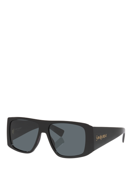 Yves Saint Laurent YS000889 Rectangular Sunglasses, Black/Grey, Black/Grey