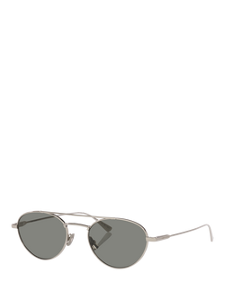 Yves Saint Laurent YS000912 Unisex Round Sunglasses, Silver/Grey, Silver/Grey