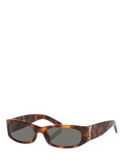 Yves Saint Laurent YS000914 55 Women's Classic Rectangular Sunglasses, Light Tortoise/Grey, Light Tortoise/Grey