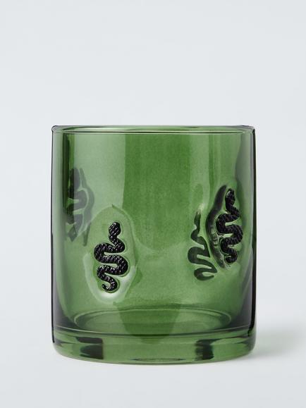 John Lewis Snake Glass Tumbler, 400ml, Green, Green Multi Green