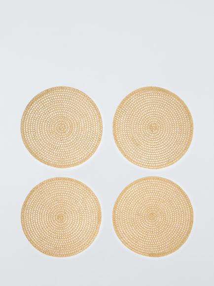 John Lewis Sparkle Round Braided Placemats, Set of 4, Gold, Gold