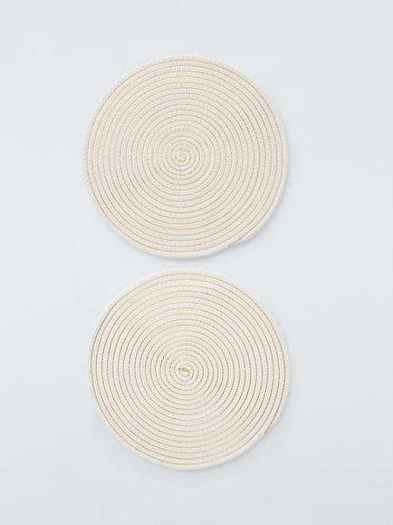 John Lewis Woven Round Placemats, Set of 2, Natural/Gold, Natural/Gold