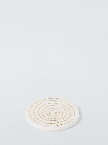 John Lewis Woven Round Coasters, Set of 4, Natural/Gold - view 2, Natural/Gold