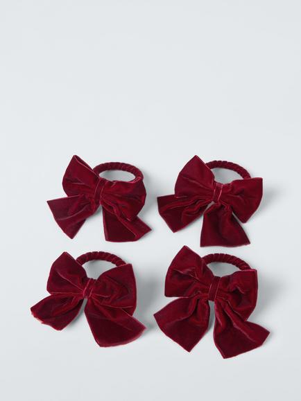 John Lewis Velvet Bow Napkin Rings, Set of 4, Burgundy, Burgundy