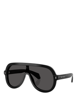 Moncler ME6021U Oval Sunglasses, Shiny Black/Black