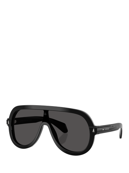 Moncler ME6021U Oval Sunglasses, Shiny Black/Black