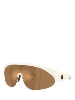 Moncler ME8019U Men's Wrap Sunglasses, Opal White/Mirror Brown, Opal White/Mirror Brown