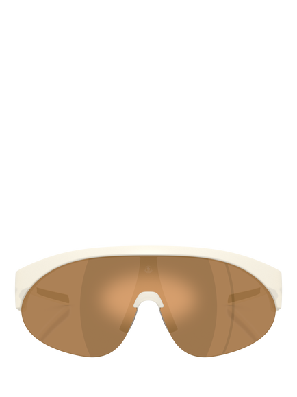 Moncler ME8019U Men's Wrap Sunglasses - view 2, Opal White/Mirror Brown