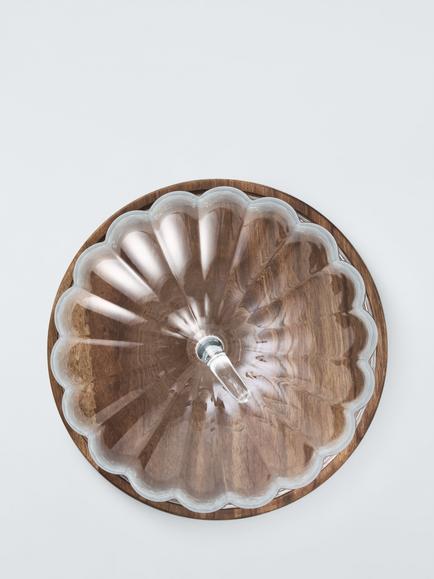 John Lewis Pumpkin Glass Dome Acacia Wood Serving Board, 31cm - view 2, Natural Glass