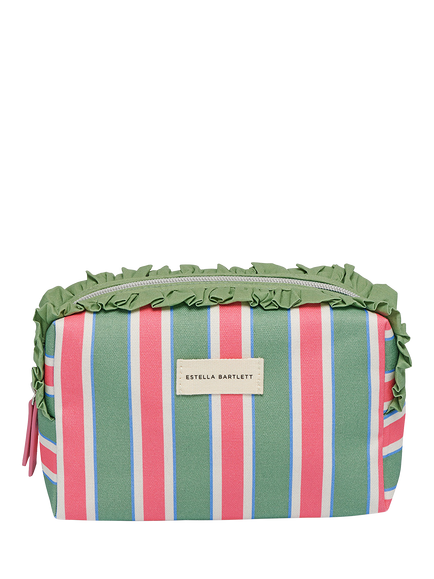 Estella Bartlett Ruffle Wash Bag, Green Multi Stripe, Green Multi  Stripe