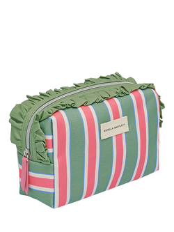 Estella Bartlett Ruffle Wash Bag, Green Multi Stripe - view 2, Green Multi  Stripe