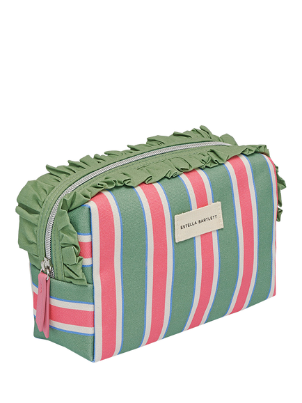 Estella Bartlett Ruffle Wash Bag, Green Multi Stripe - view 2, Green Multi  Stripe