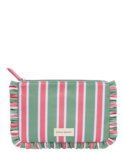 Estella Bartlett Zipped Ruffle Pouch, Green Multi Stripe, Green Multi  Stripe
