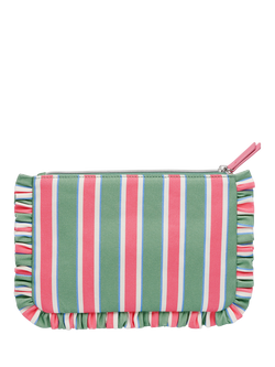 Estella Bartlett Zipped Ruffle Pouch, Green Multi Stripe - view 2, Green Multi  Stripe