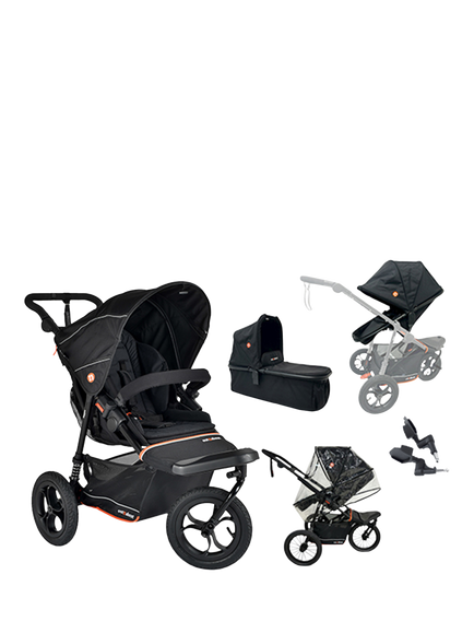 Out'n'About Nipper V6 Switch Pushchair Newborn Bundle, Summit Black, Summit Black