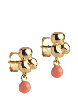 ENAMEL Copenhagen Nara Ball Coral Earrings, Yellow Gold Coral, Yellow Gold Coral