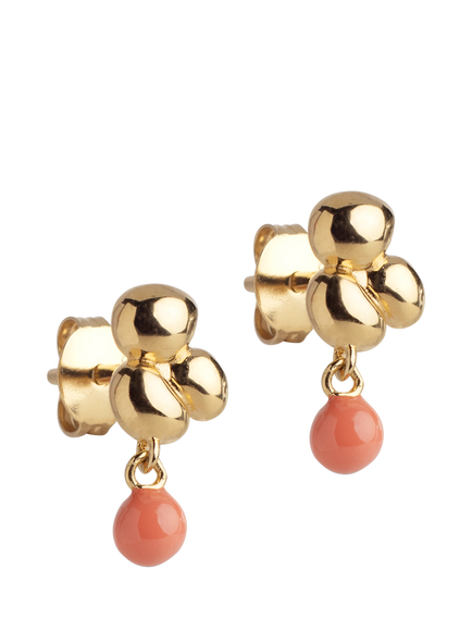ENAMEL Copenhagen Nara Ball Coral Earrings, Yellow Gold Coral, Yellow Gold Coral