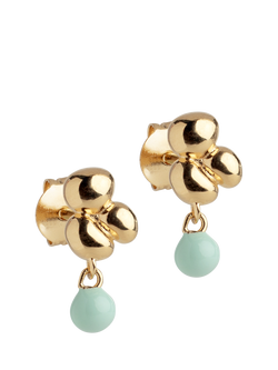 ENAMEL Copenhagen Nara Ball Mint Earrings, Yellow Gold Blue, Yellow Gold Blue