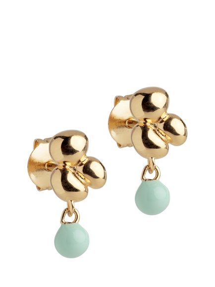 ENAMEL Copenhagen Nara Ball Earrings, Yellow Gold/Mint Blue, Yellow Gold Blue