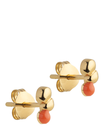 ENAMEL Copenhagen Nara Earrings, Yellow Gold Coral, Yellow Gold Coral