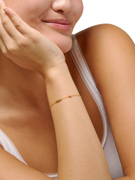 ENAMEL Copenhagen Nara Chain Bracelet, Yellow Gold Coral - view 2, Yellow Gold Coral