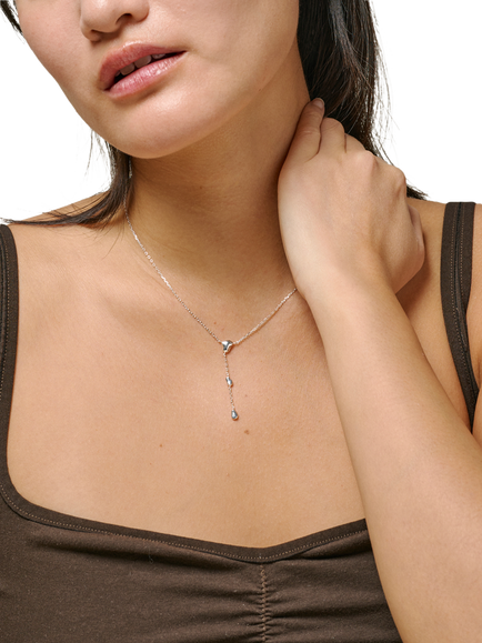 ENAMEL Copenhagen Talia Y Drop Pendant Necklace, Sterling Silver - view 2, Sterling Silver