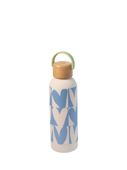 Caroline Gardner Checkmate Hearts Water Bottle, Blue, 500ml, Blue