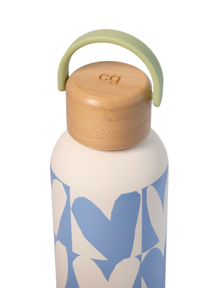 Caroline Gardner Checkmate Hearts Water Bottle, Blue, 500ml - view 2, Blue