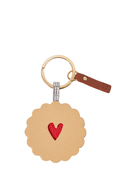 Caroline Gardner Jam Heart Biscuit Keyring, Red, Red