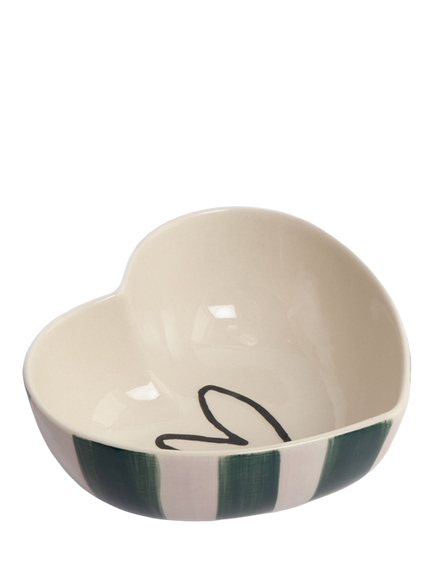 Caroline Gardner Stripe Heart Trinket Bowl, Lime/Light Pink, Lime/Light Pink