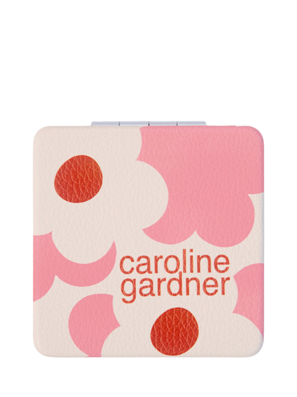 Caroline Gardner Flower Compact Mirror, Pink/Green - view 2, Light Pink/Green