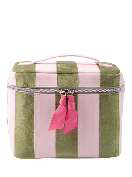 Caroline Gardner Striped Vanity Case, Pink/Green, Pink/Green