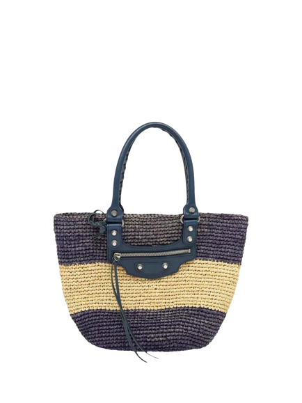 Pre-loved Balenciaga Panier XS Raffia Tote Bag, Purple, Purple