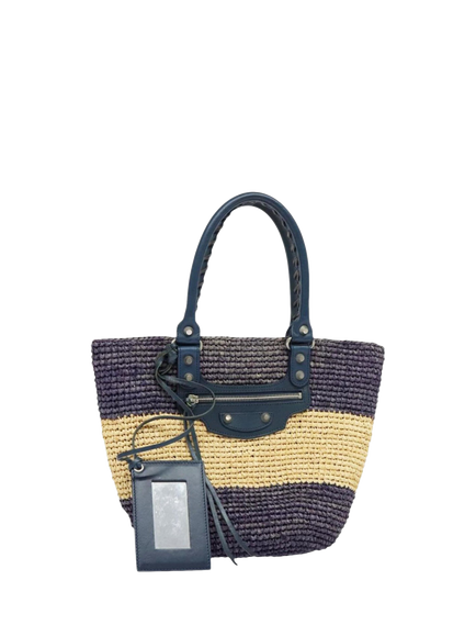 Pre-loved Balenciaga Panier XS Raffia Tote Bag, Purple - view 2, Purple