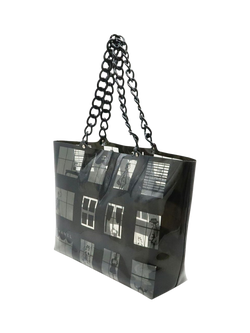 Pre-loved CHANEL 2003 Vinyl Windows Line Tote Bag, Black - view 2, Black