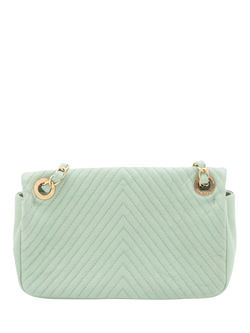 Pre-loved CHANEL 2015 Chevron Lambskin Classic Single Flap Bag, Green - view 2, Green