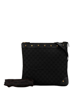 Pre-loved GUCCI GG Canvas Studded Shoulder Bag, Black, Black