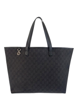 Pre-loved GUCCI GG Canvas and Leather Tote Bag, Black, Black