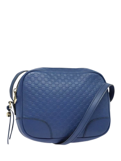 Pre-loved GUCCI Micro GG Guccissima Leather Crossbody Bag, Blue, Blue
