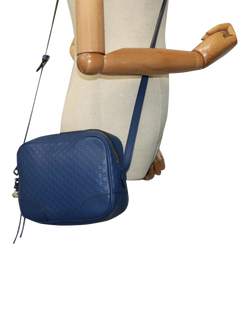 Pre-loved GUCCI Micro GG Guccissima Leather Crossbody Bag, Blue - view 2, Blue
