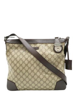 Pre-loved GUCCI GG Supreme Canvas and Leather Shoulder Bag, Brown, Brown