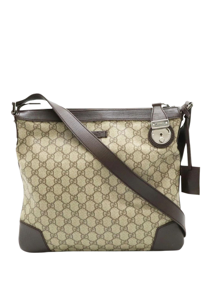 Pre-loved GUCCI GG Supreme Canvas and Leather Shoulder Bag, Brown, Brown