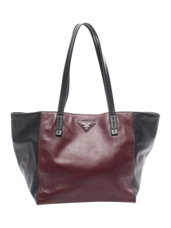 Pre-loved Prada Leather Colourblock Tote Bag, Burgundy, Burgundy