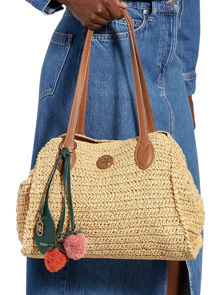 Dune London Devotedly Relaxed Raffia Tote Bag, Natural - view 2, Natural
