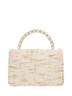 Dune London Blooms Rattan Grab Bag, Brown/Pink - view 2, Brown/Pink