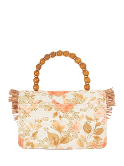 Dune London Blooms Rattan Grab Bag, Orange/Brown - view 2, Orange/Brown