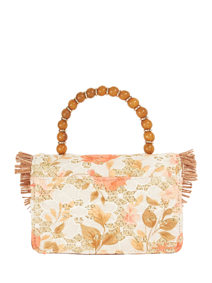 Dune London Blooms Rattan Grab Bag, Orange/Brown - view 2, Orange/Brown
