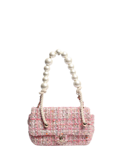 Pre-loved CHANEL 2019 Tweed Flap Bag, Pink, Pink